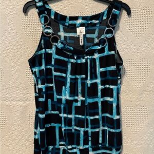 XL Heart & Soul Black and Blue Geometric Tank Top